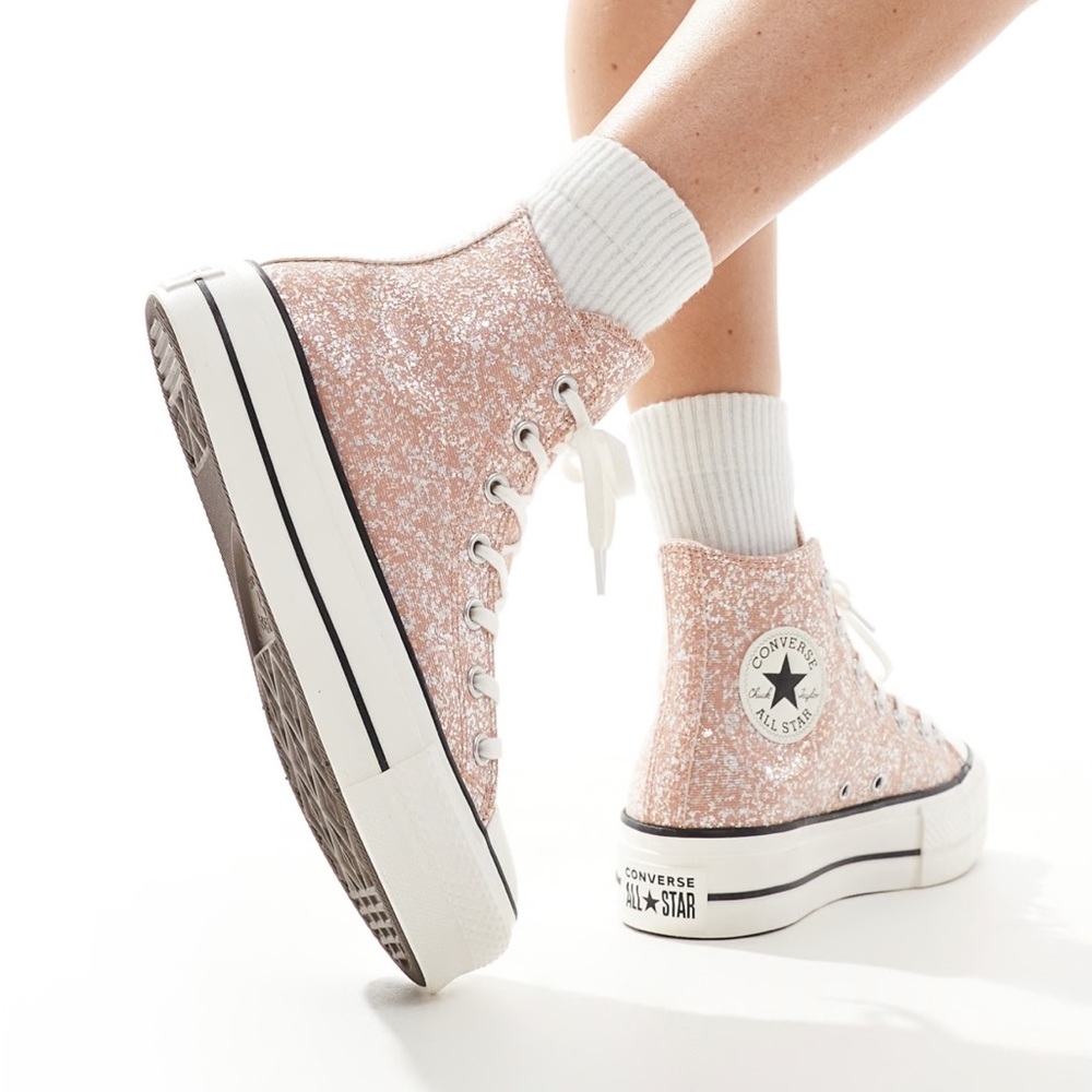 Converse Chuck Taylor All Star Peach Glitter Platform Women's size 9 NEW!!! - Picture 9 of 11